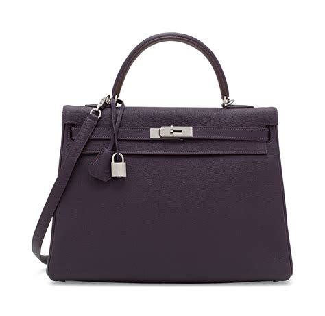 Hermès Raisin Togo Retourne Kelly 35 Palladium Hardware, 